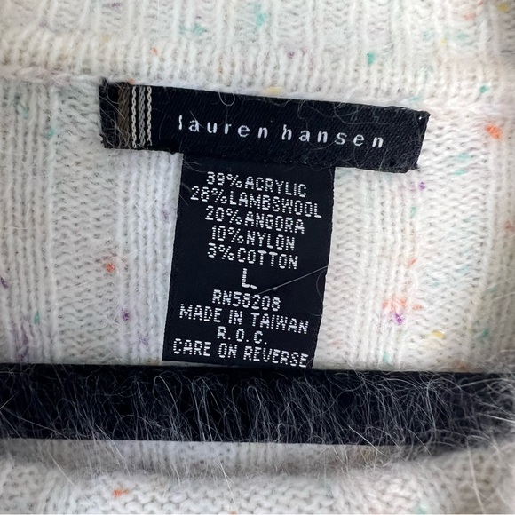 Lauren Hansen Lambswool Blend Open Ribbon Cuff Turtleneck Sweater Size Large - Picture 7 of 7